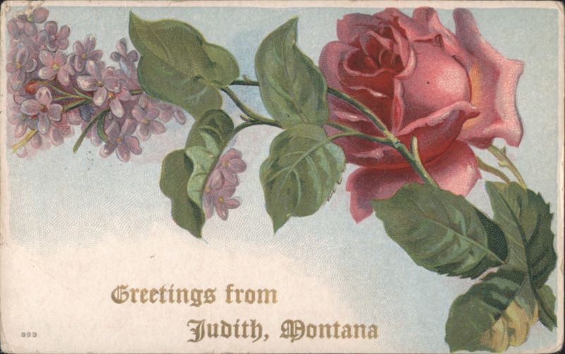 Greetings from Judith, Montana with Rose and Lilac Flowers