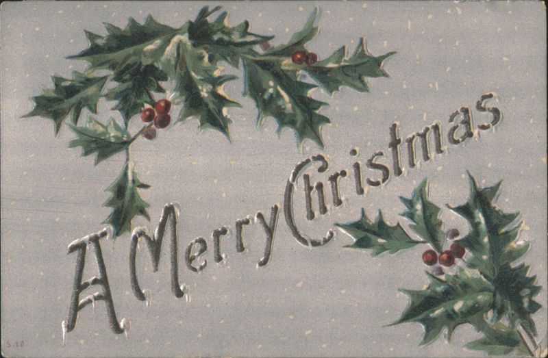 A Merry Christmas with Holly and Berries Greeting Card
