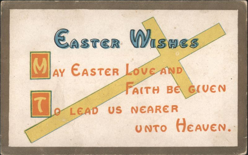 Easter Wishes with Yellow Cross and Religious Verse