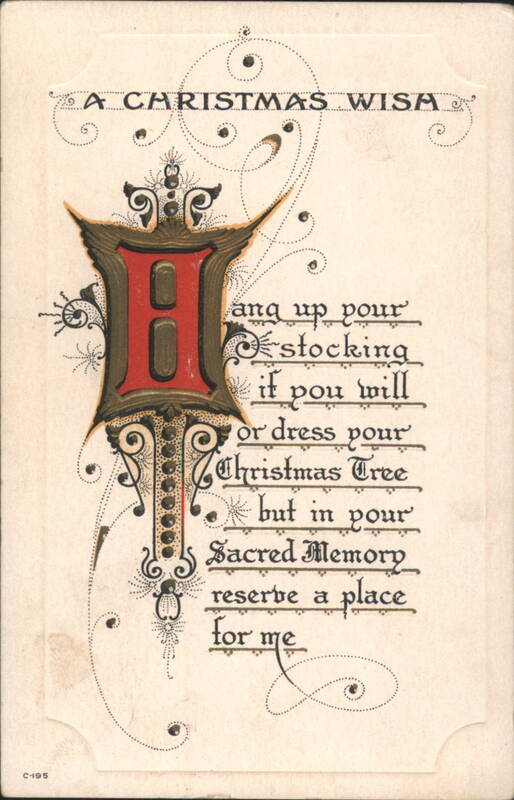 A Christmas Wish with Ornate Initial H and Festive Poem