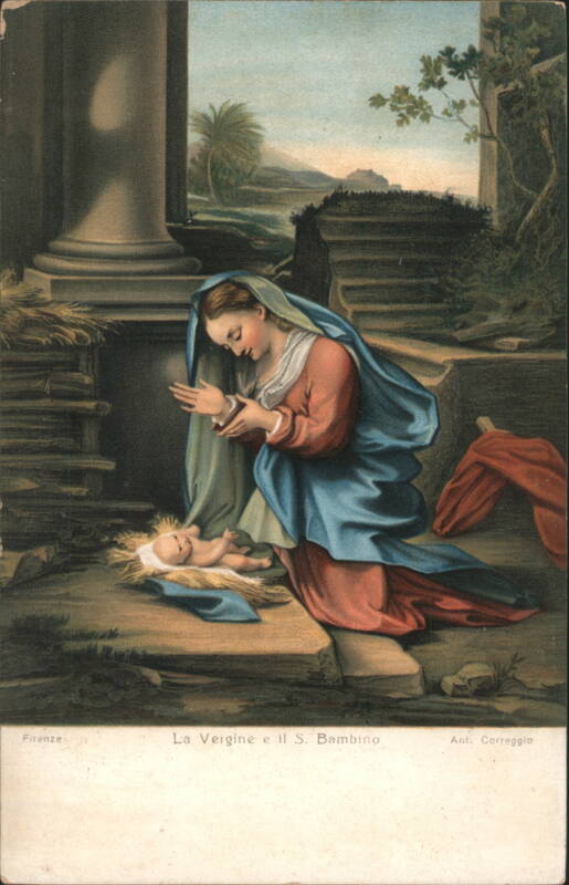 The Virgin and Holy Child by Correggio, Adoration Scene