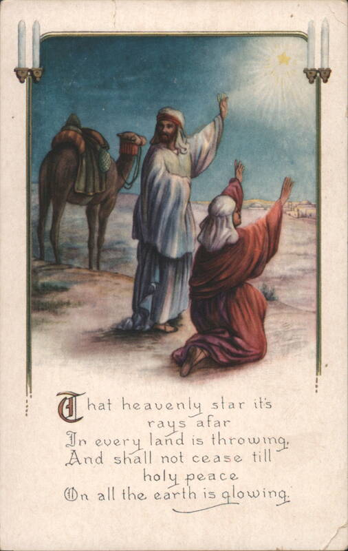 Wise Men and Camel Follow Star, Christmas Nativity Scene