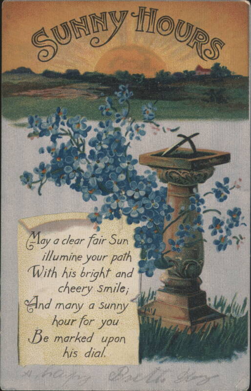 Sunny Hours Sundial with Forget-Me-Nots and Poem Poems & Poets