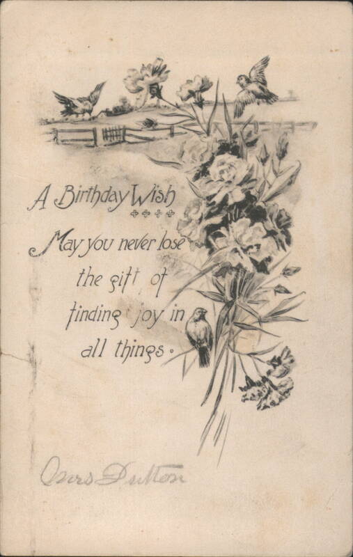 A Birthday Wish with Floral & Bird Illustration