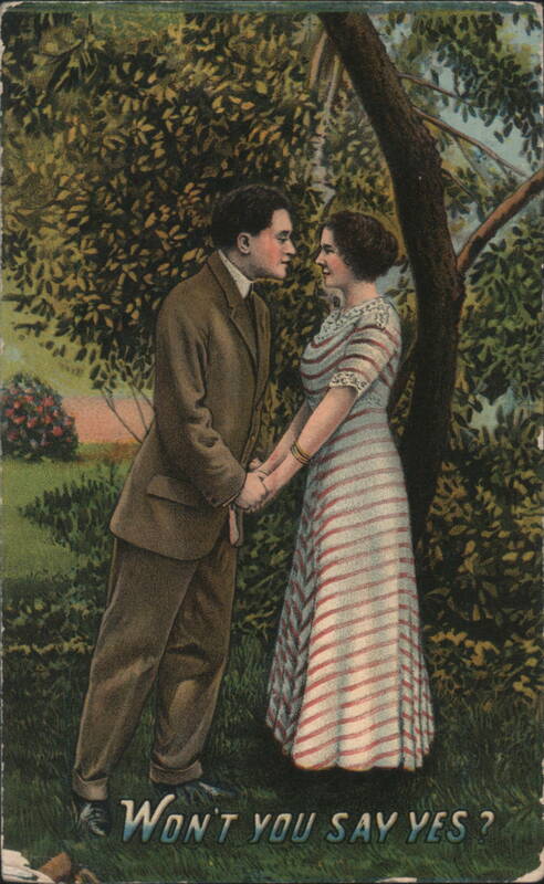 Won't You Say Yes? Romantic Couple in Garden Courtship