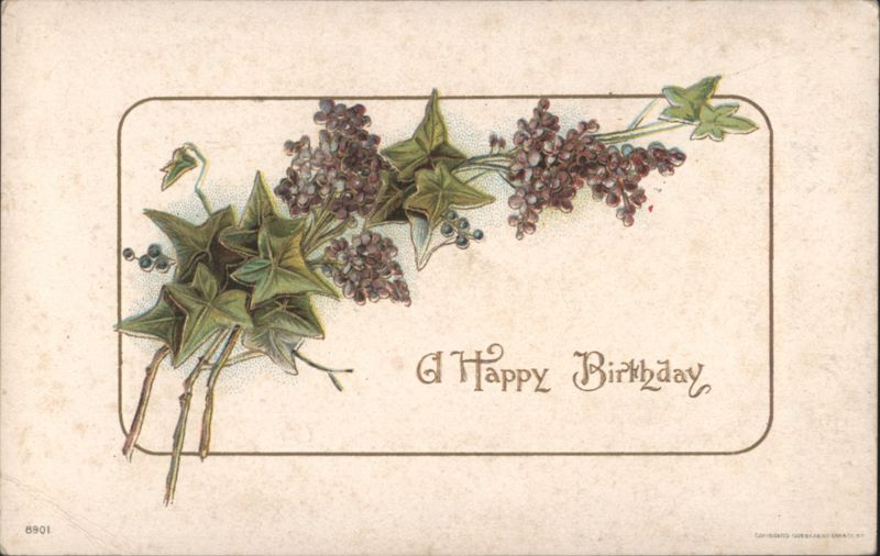 A Happy Birthday Greeting with Ivy and Berries