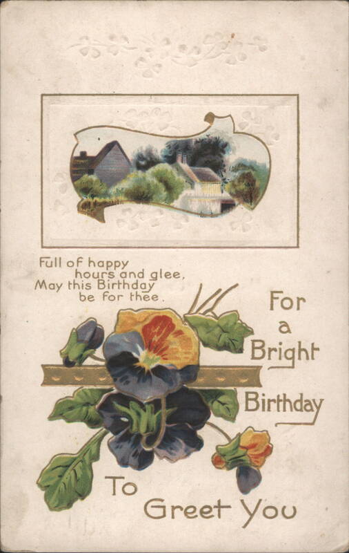 Bright Birthday Pansies & Landscape Greeting