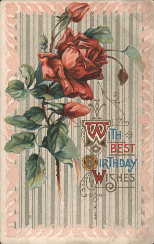 Red Roses with Decorative 'With Best Birthday Wishes' Text
