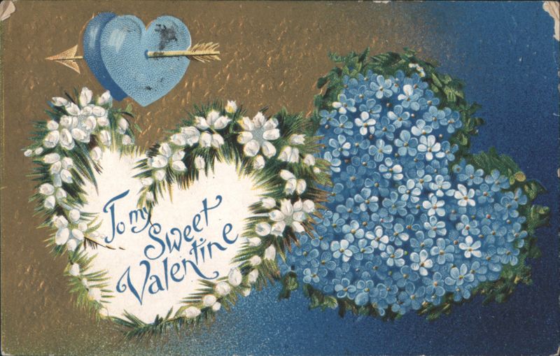 To My Sweet Valentine Hearts and Flowers with Arrow