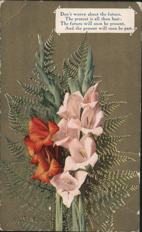 Gladioli Bouquet with Ferns & Inspirational Poem, Embossed