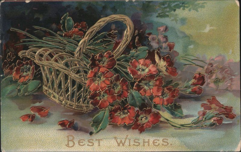 Best Wishes Basket of Red Flowers