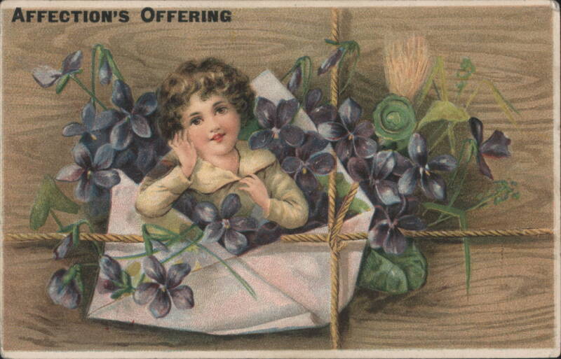 AFFECTION'S OFFERING Child in Envelope with Violets