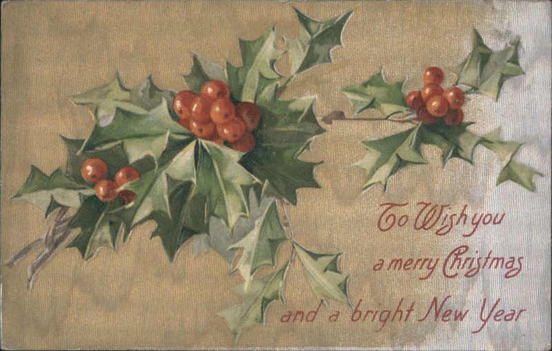 Holly Branches Christmas & New Year Greeting