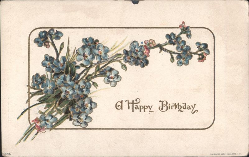 A Happy Birthday with Blue Forget-Me-Not Flowers