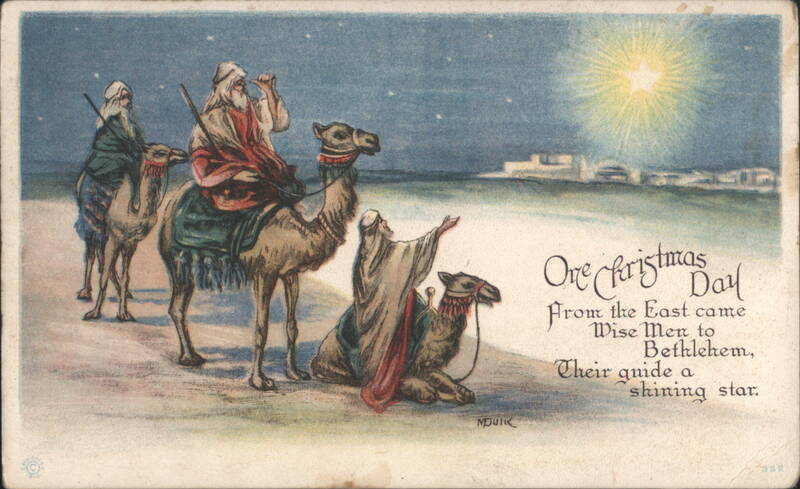 Wise Men on Camels Following Star to Bethlehem, Christmas Day