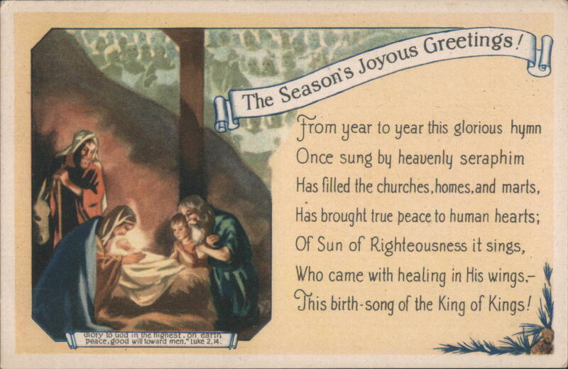 Nativity Scene with Mary, Joseph, Baby Jesus and Christmas Poem