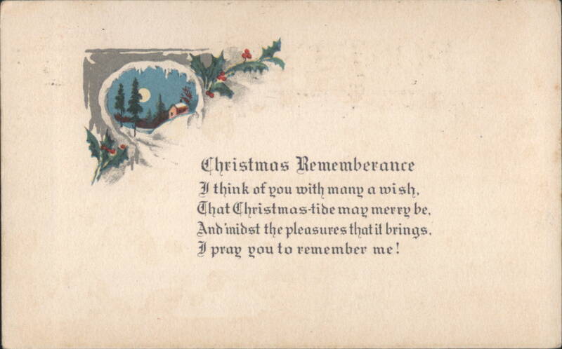 Christmas Remembrance Poem, Winter Scene with Holly and Berries