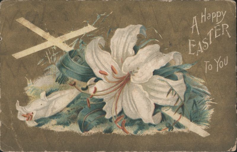 Easter Lilies and Cross - 'A Happy Easter To You' Greeting Card
