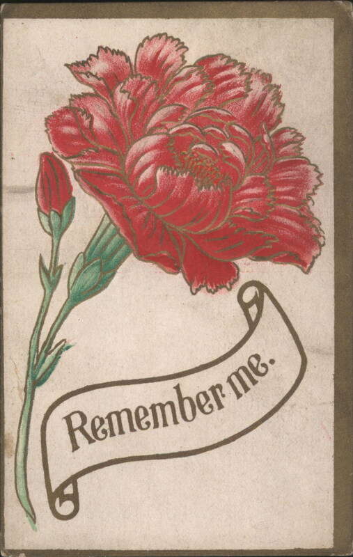 Red Carnation with Remember Me Scroll Flowers