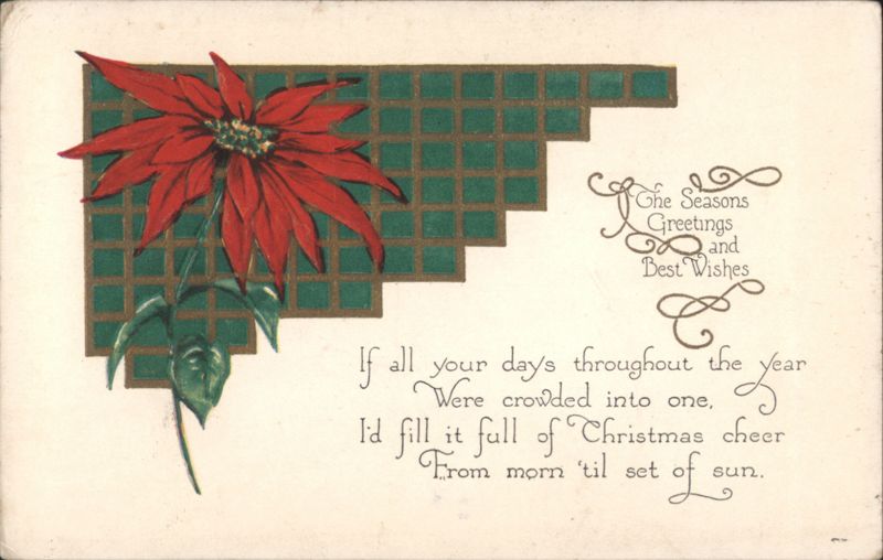 Poinsettia Christmas Greetings with Poem & Best Wishes