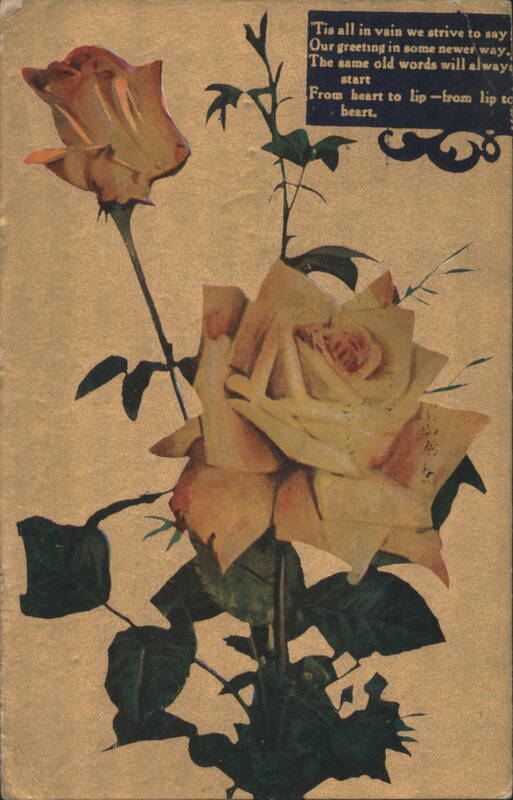 Yellow Roses with Poem 'Tis all in vain we strive to say'