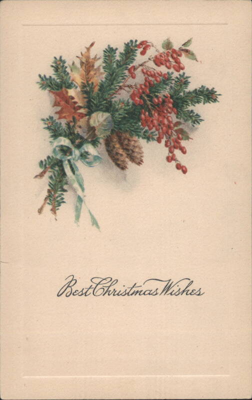 Best Christmas Wishes Bouquet with Evergreens, Berries, Pine Cones