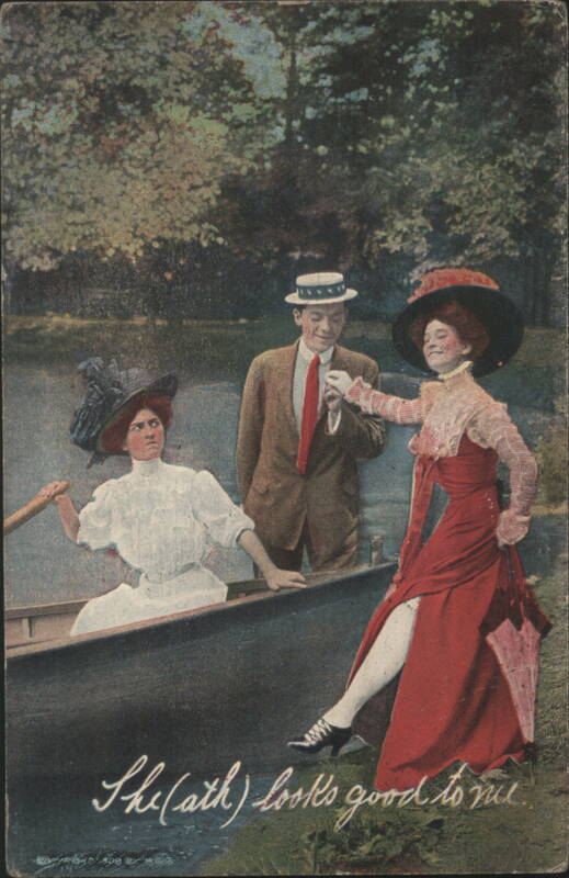 Playful Couple by Rowboat, 'She(ath) Looks Good to Me' Comic Scene