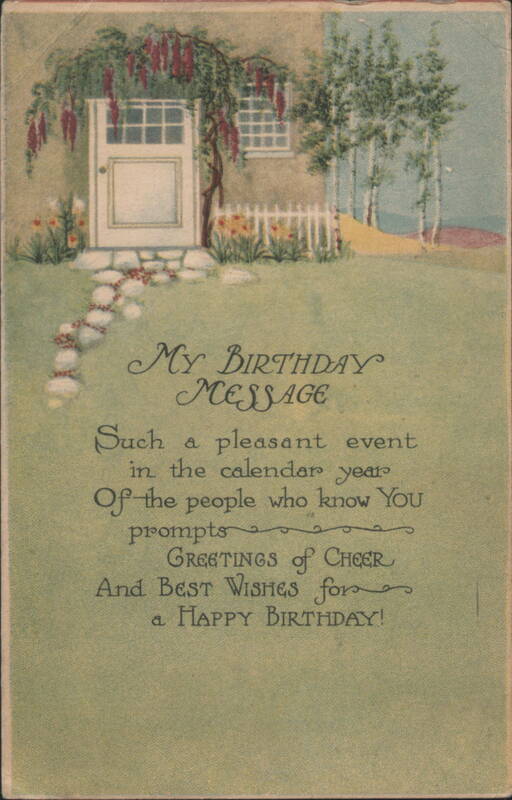 Birthday Message with Charming House and Garden Illustration
