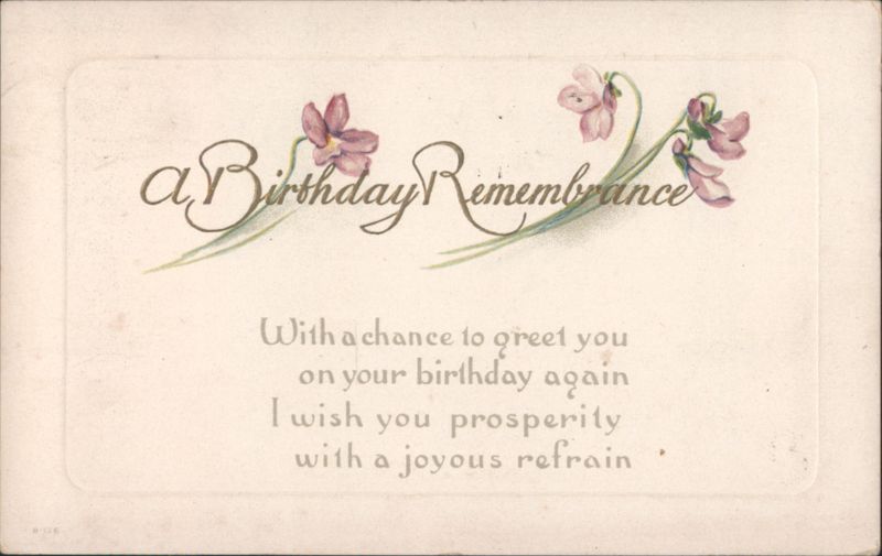 Birthday Remembrance Greeting with Purple Flowers