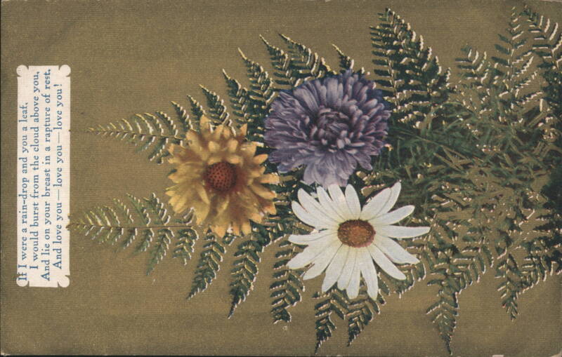 Embossed Flowers with Ferns and Romantic Poem