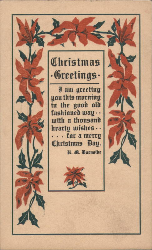 Christmas Greetings with Poinsettia Floral Border and Poem