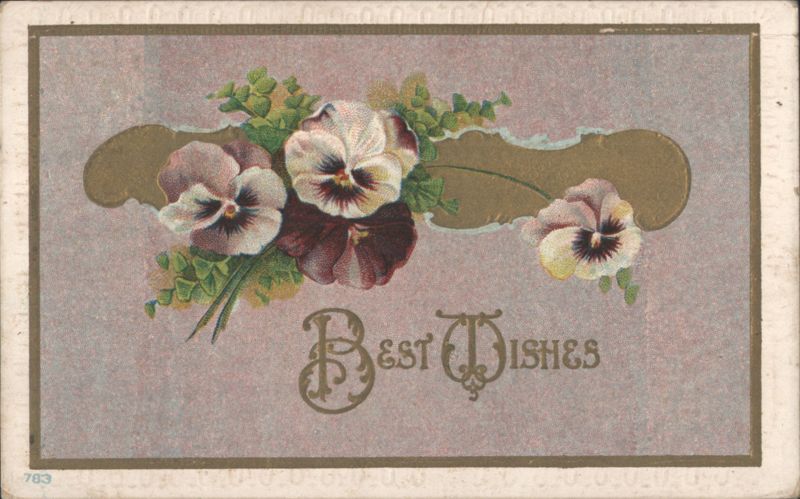 Best Wishes Pansies with Gold Scroll Design Flowers
