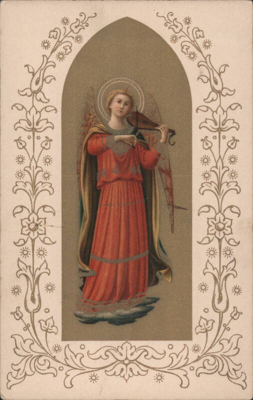 Angel Playing Violin in Ornate Arch Frame Angels