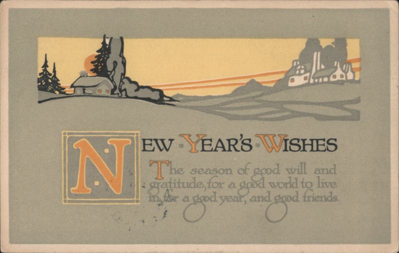 New Year's Wishes with Scenic Landscape and Inspirational Message