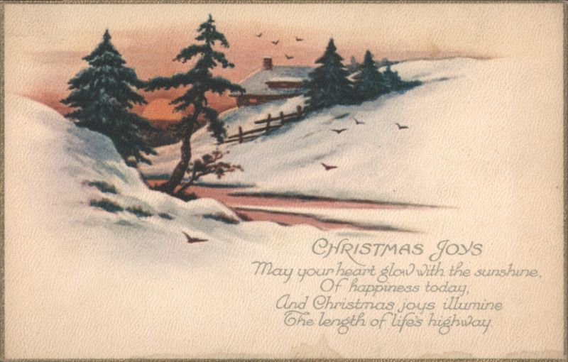 Christmas Joys Winter Landscape with Snow and Evergreen Trees