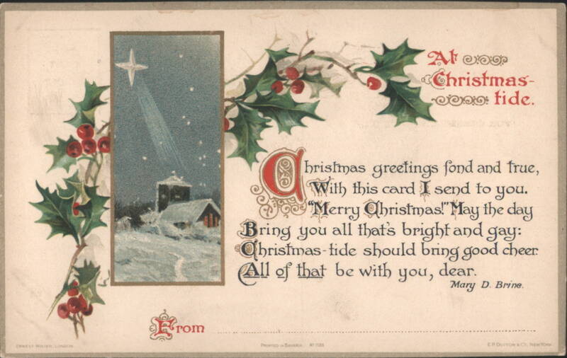 Christmas Greetings with Holly, Snow Scene, and Star