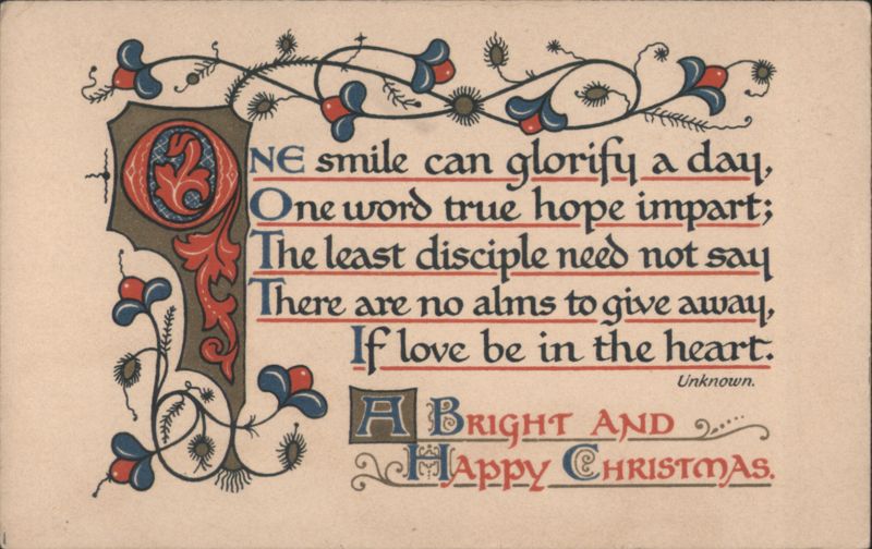 Illuminated Manuscript Style Christmas Greeting with Inspirational Poem