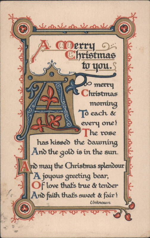 A Merry Christmas to You Illuminated Initial A Poem Greeting Card
