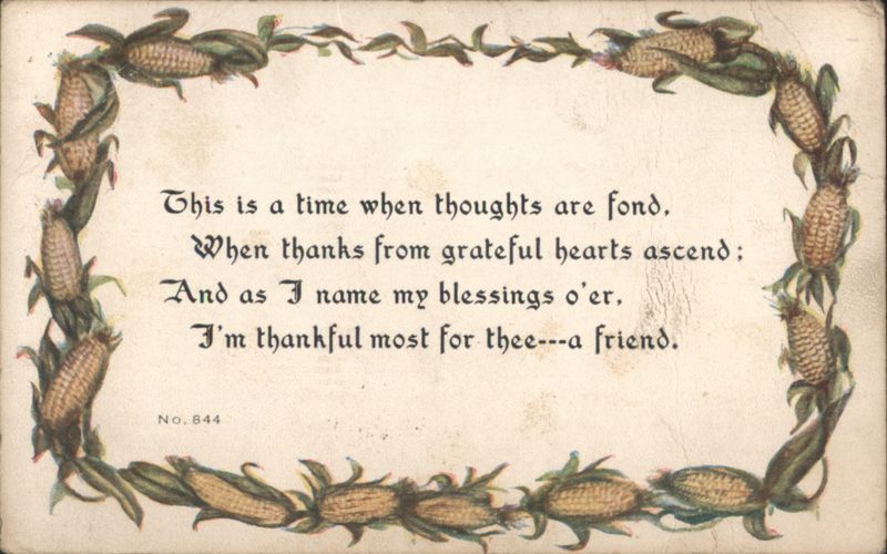Thanksgiving Poem with Corn Border, Friendship Greeting