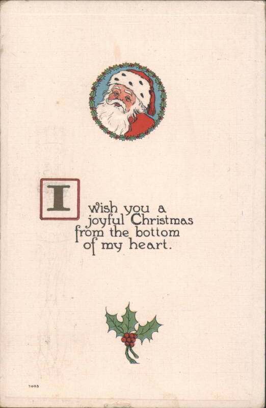 Santa Claus Illustration with Holly and Christmas Greeting, 1913