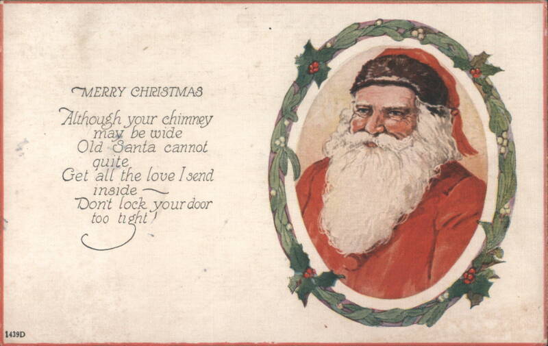 Old Santa Claus Christmas Greeting with Humorous Poem