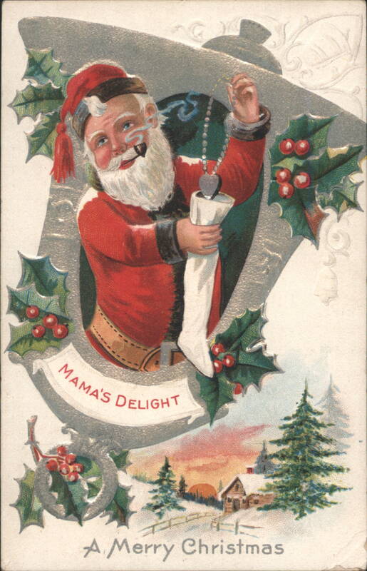 Mama's Delight Santa Claus Smoking Pipe Filling Christmas Stocking