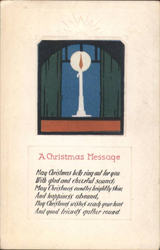 A Christmas Message: Stylized Candle in Window, Holiday Poem