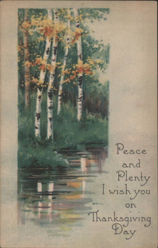 Autumn Birch Trees by Stream, Thanksgiving Greeting