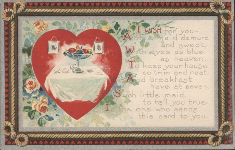Valentine's Day Heart with Breakfast Table and Sentimental Poem