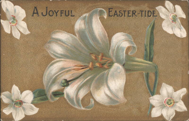 A Joyful Easter-Tide White Lily and Flowers Greeting Card