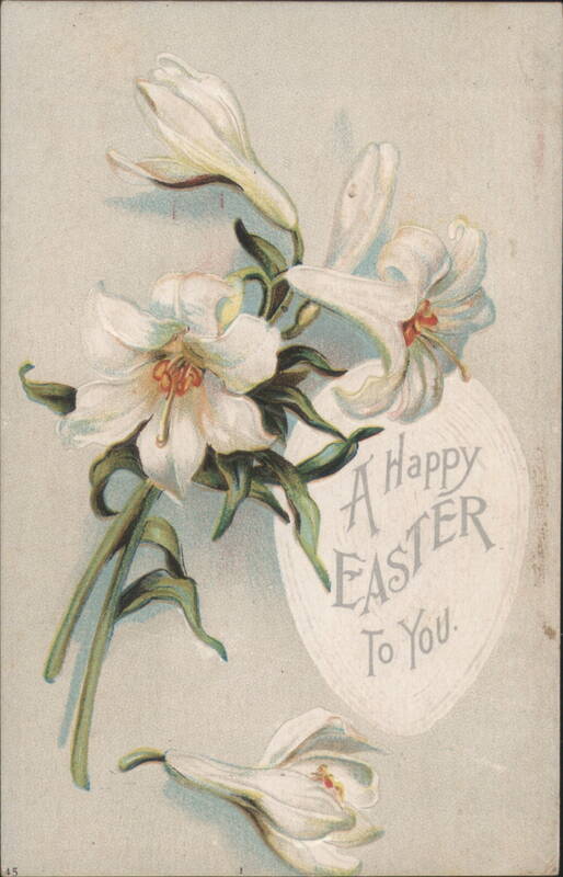 White Easter Lilies with 'A Happy Easter To You' Greeting