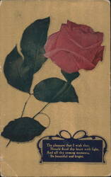 Red Rose with Poetic Greeting, 'The pleasure that I wish thee' Postcard