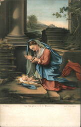 The Virgin and Holy Child by Correggio, Adoration Scene Postcard