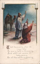 Wise Men and Camel Follow Star, Christmas Nativity Scene Postcard